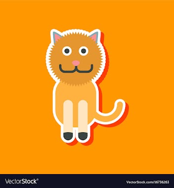 Paper sticker on stylish background pet cat vector image