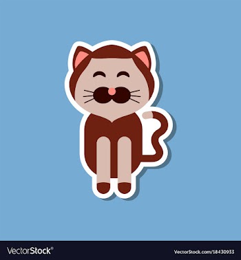 Paper sticker on stylish background pet cat vector image