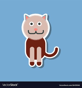 Paper sticker on stylish background pet cat vector image