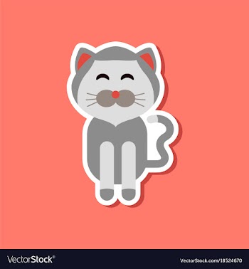 Paper sticker on stylish background pet cat vector image