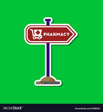 Paper sticker on stylish background pharmacy sign vector image