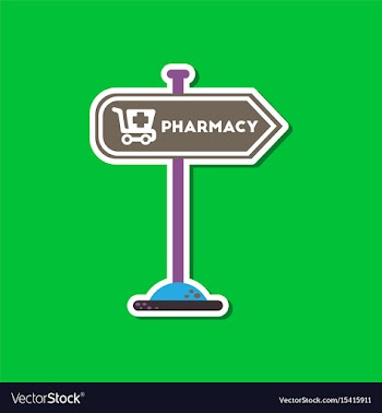Paper sticker on stylish background pharmacy sign vector image
