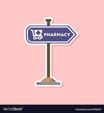 Paper sticker on stylish background pharmacy sign vector image
