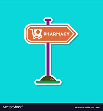 Paper sticker on stylish background pharmacy sign vector image