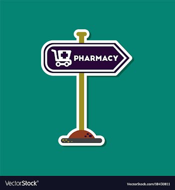 Paper sticker on stylish background pharmacy sign vector image