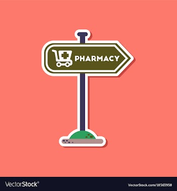 Paper sticker on stylish background pharmacy sign vector image