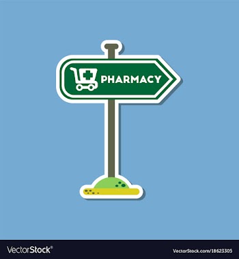Paper sticker on stylish background pharmacy sign vector image