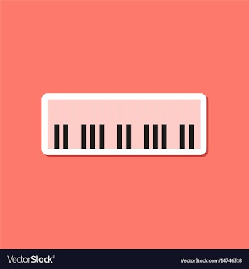 Paper sticker on stylish background piano keys vector image