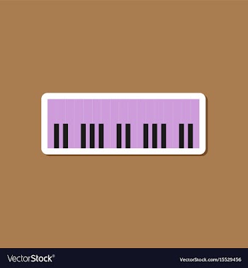 Paper sticker on stylish background piano keys vector image