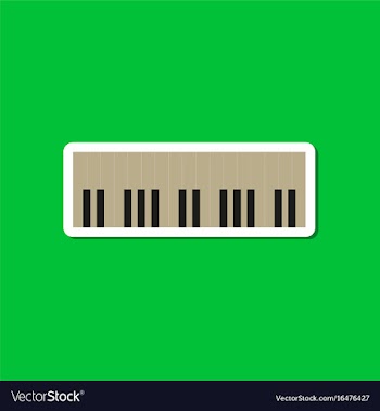 Paper sticker on stylish background piano keys vector image