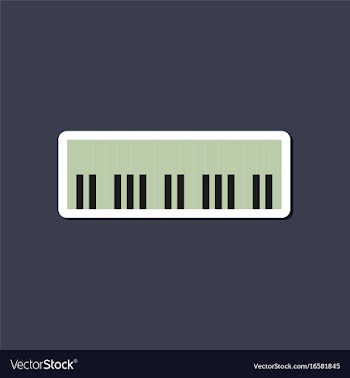 Paper sticker on stylish background piano keys vector image