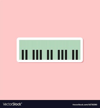 Paper sticker on stylish background piano keys vector image