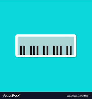 Paper sticker on stylish background piano keys vector image