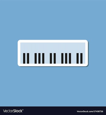 Paper sticker on stylish background piano keys vector image