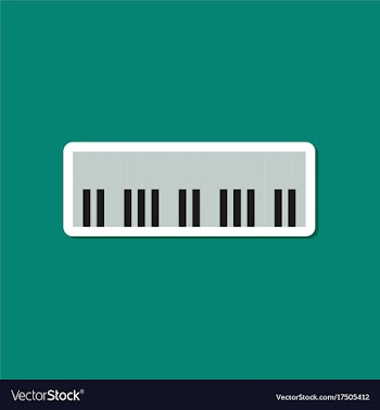Paper sticker on stylish background piano keys vector image
