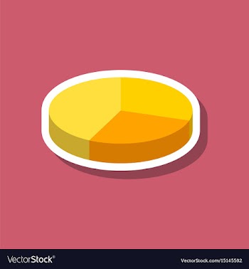 Paper sticker on stylish background pie chart vector image