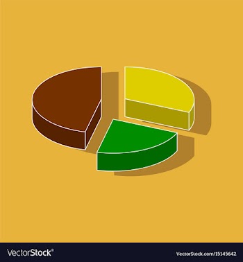 Paper sticker on stylish background pie chart vector image