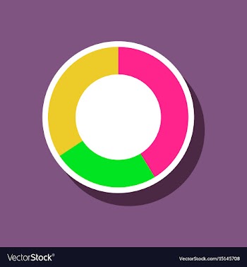 Paper sticker on stylish background pie chart vector image