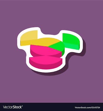 Paper sticker on stylish background pie chart vector image