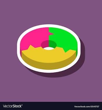 Paper sticker on stylish background pie chart vector image