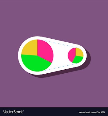 Paper sticker on stylish background pie chart vector image