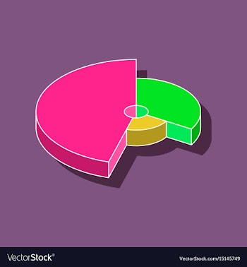 Paper sticker on stylish background pie chart vector image