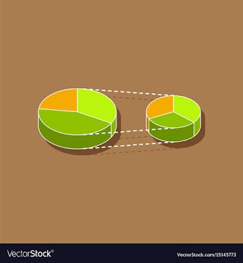 Paper sticker on stylish background pie chart vector image