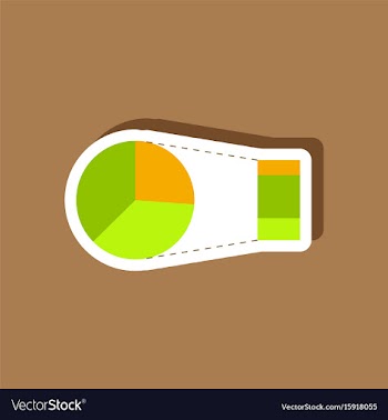 Paper sticker on stylish background pie chart vector image