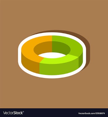Paper sticker on stylish background pie chart vector image