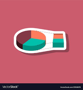 Paper sticker on stylish background pie chart vector image
