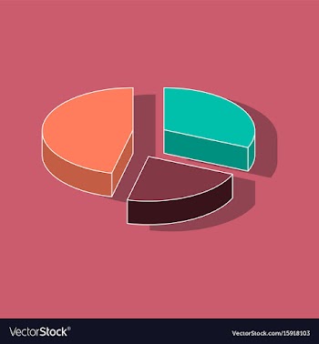 Paper sticker on stylish background pie chart vector image