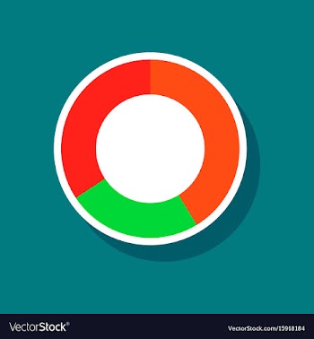 Paper sticker on stylish background pie chart vector image
