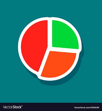 Paper sticker on stylish background pie chart vector image
