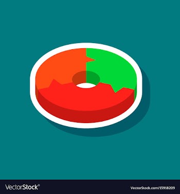 Paper sticker on stylish background pie chart vector image