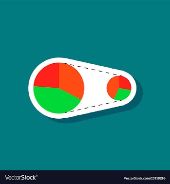 Paper sticker on stylish background pie chart vector image