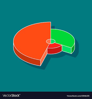 Paper sticker on stylish background pie chart vector image