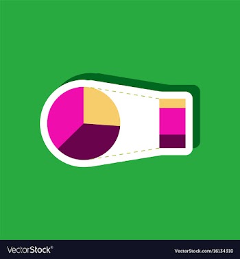 Paper sticker on stylish background pie chart vector image