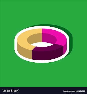 Paper sticker on stylish background pie chart vector image