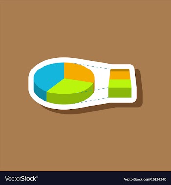 Paper sticker on stylish background pie chart vector image