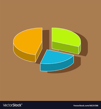 Paper sticker on stylish background pie chart vector image