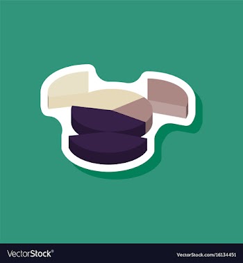 Paper sticker on stylish background pie chart vector image