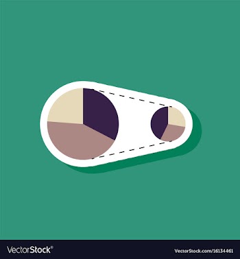 Paper sticker on stylish background pie chart vector image
