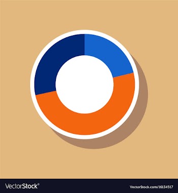 Paper sticker on stylish background pie chart vector image
