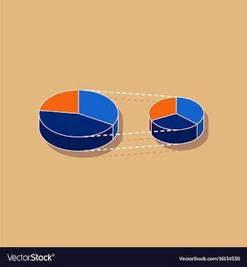 Paper sticker on stylish background pie chart vector image