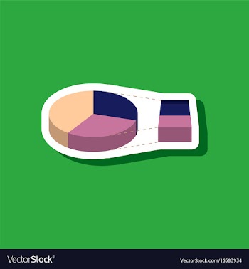 Paper sticker on stylish background pie chart vector image
