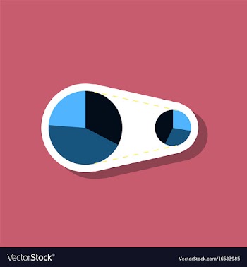 Paper sticker on stylish background pie chart vector image