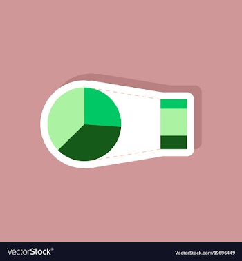 Paper sticker on stylish background pie chart vector image