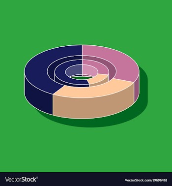 Paper sticker on stylish background pie chart vector image