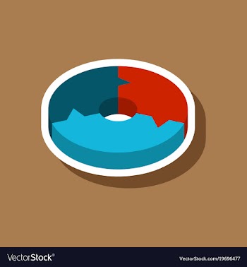 Paper sticker on stylish background pie chart vector image