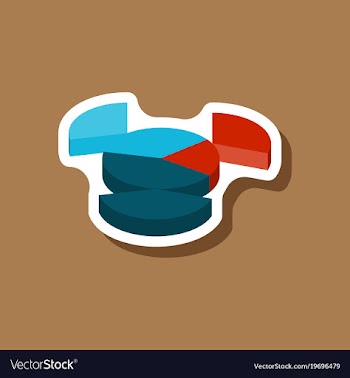 Paper sticker on stylish background pie chart vector image